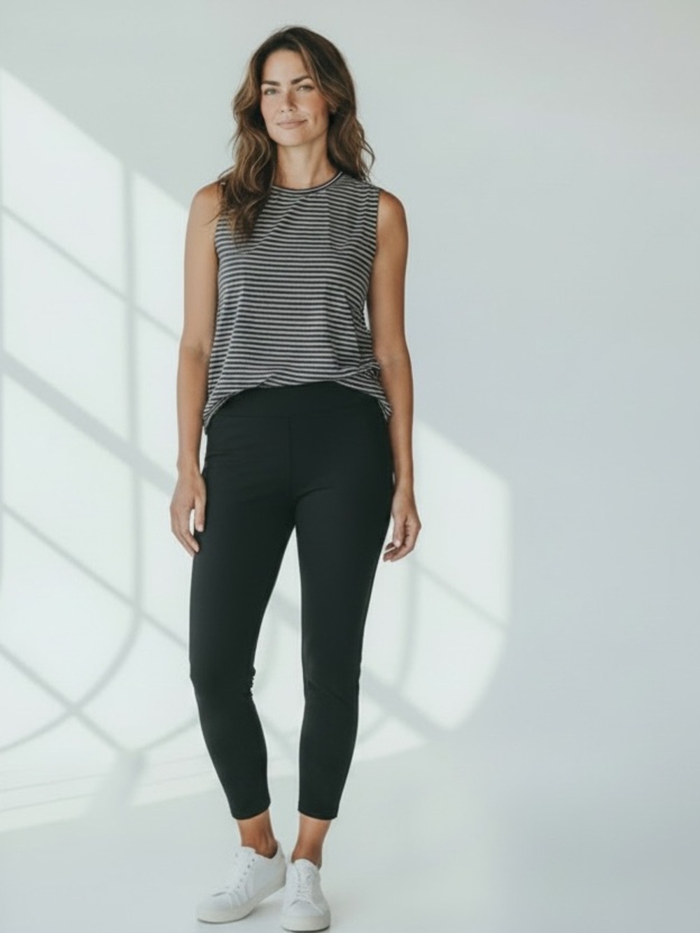 Lululemon Brunswick Tank Top / Sz 8 / Black + White Striped - Picture 5 of 8
